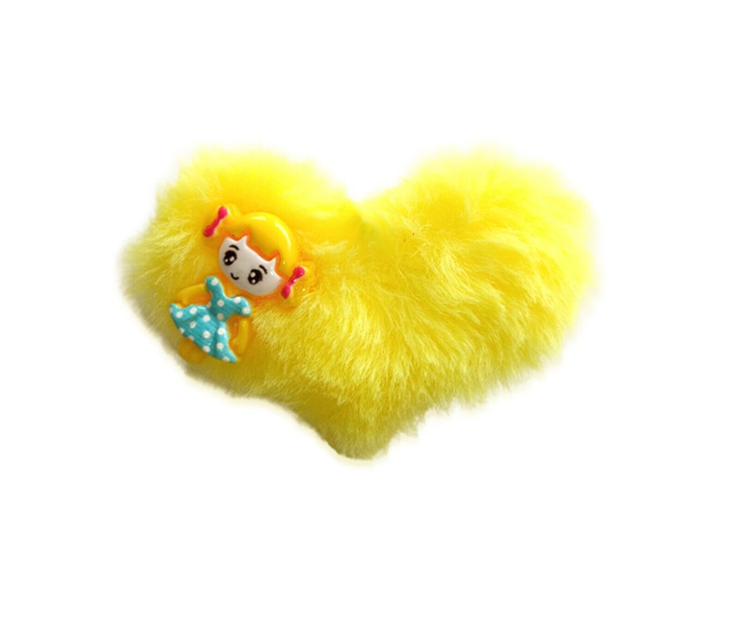 Heart Hair Clips Pom Pom Fur Furry Alligator Snap Barrette Hairpin For Girls