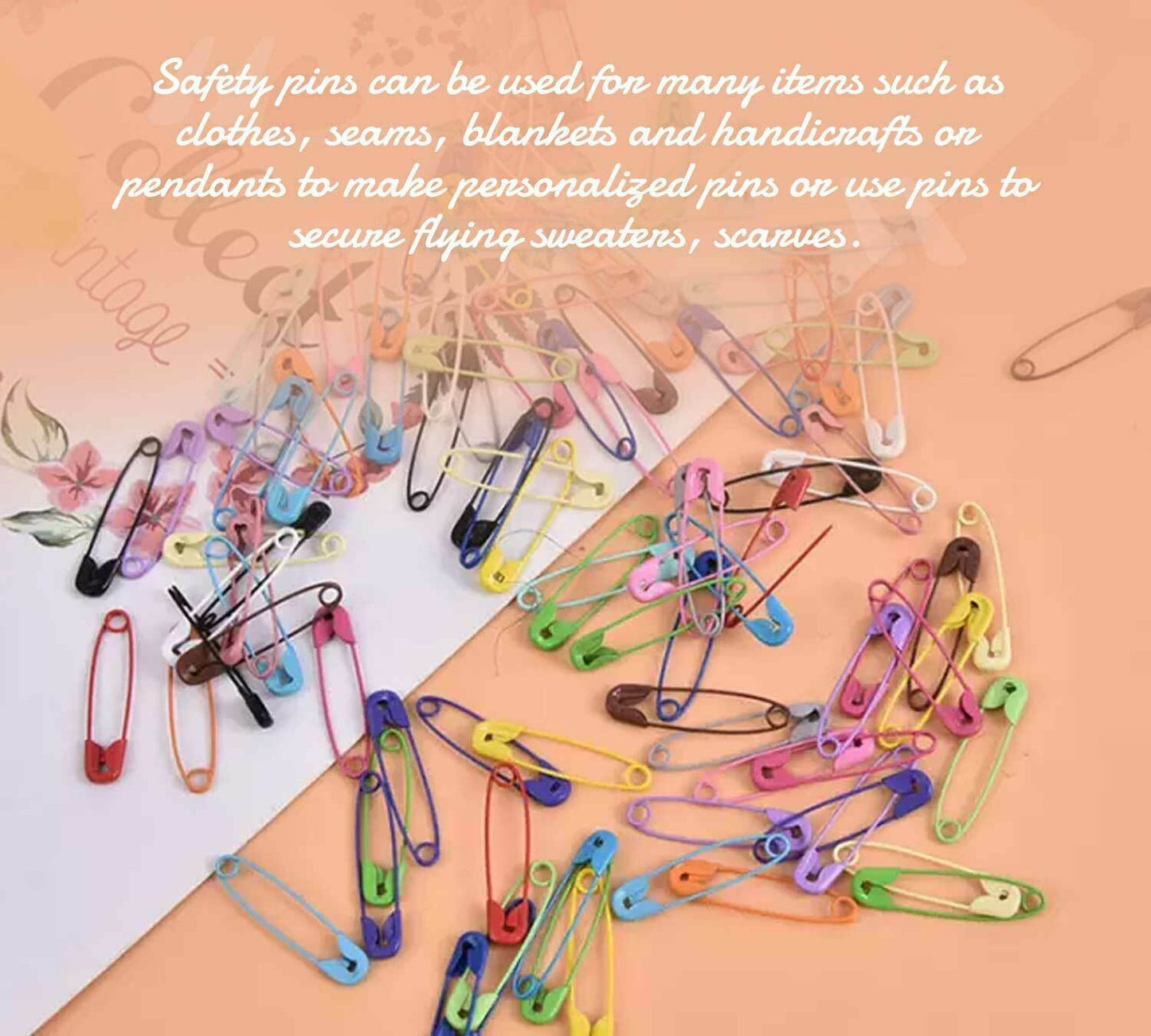 50pcs Assorted Frosted Metal Plated Safety Pins Craft Sewing Nickel Matte Pins 