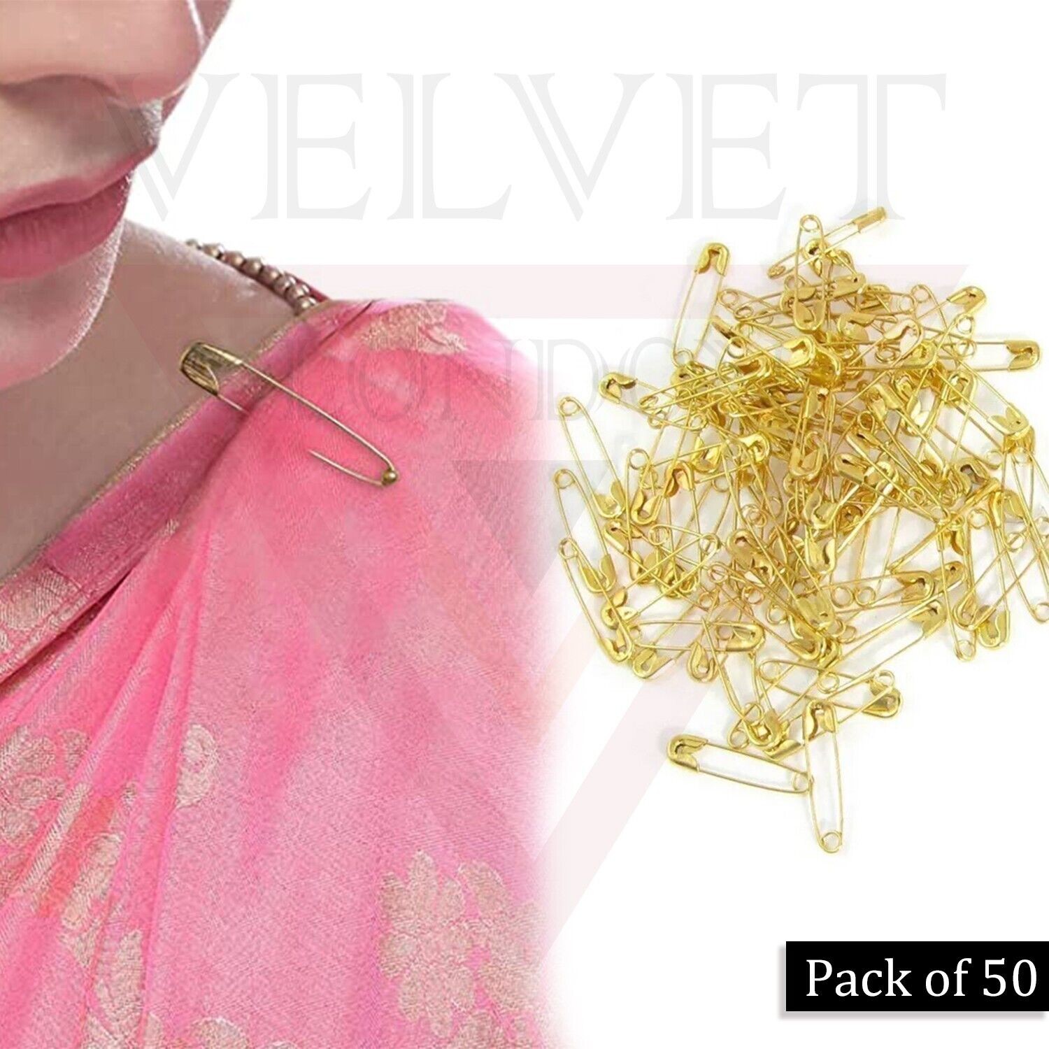 50x Safety Pins Golden Pins Needles Metal Sewing Craft Multipurpose Durable 4CM