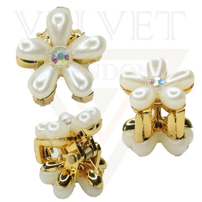 Hair Claw Drop Pearl Flower Non-Slip Mini Claw Hair jaw Clip Barrettes Hair Pins