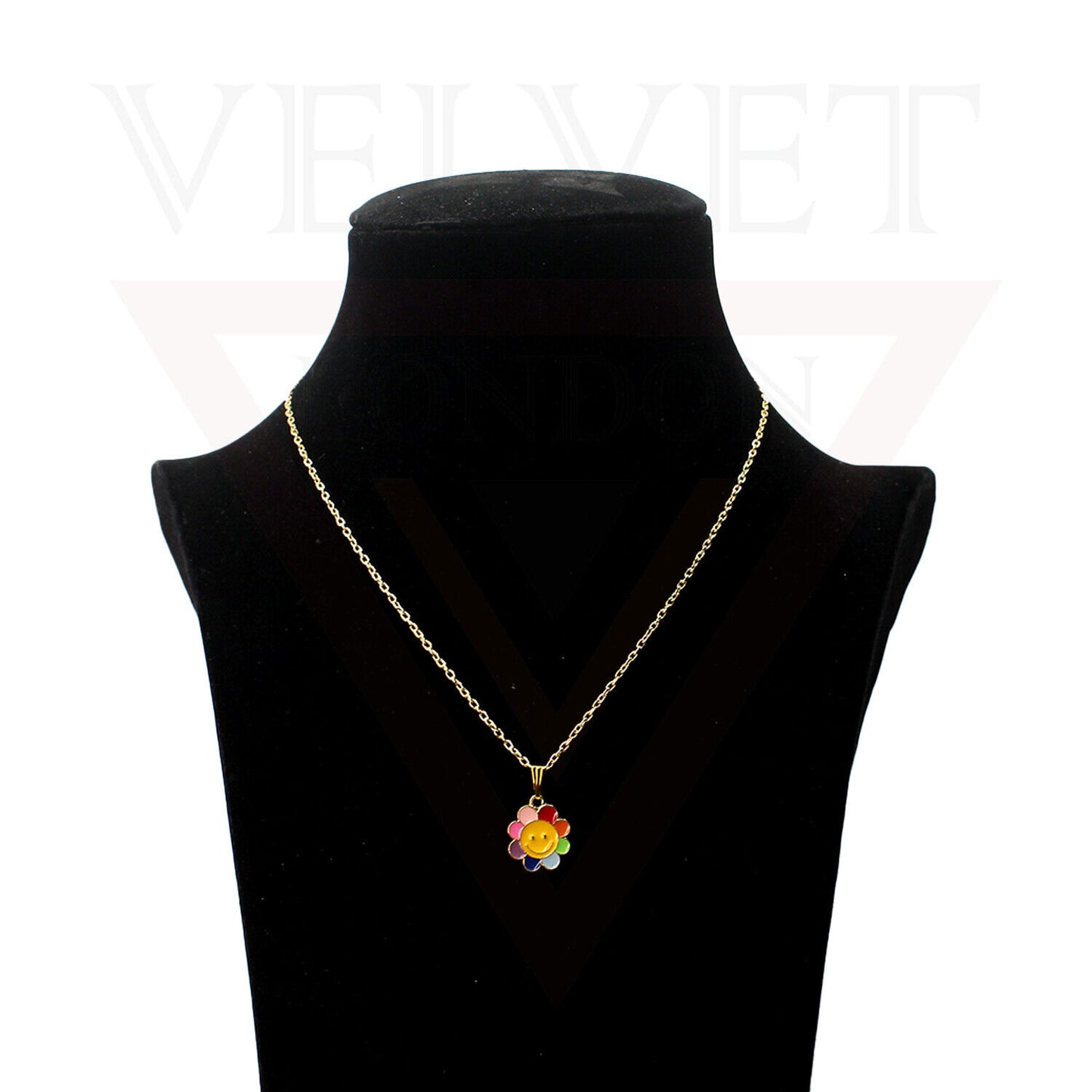 Pendant Necklace Small Colour Golden Sunflower Vintage Delicate Choker Chain
