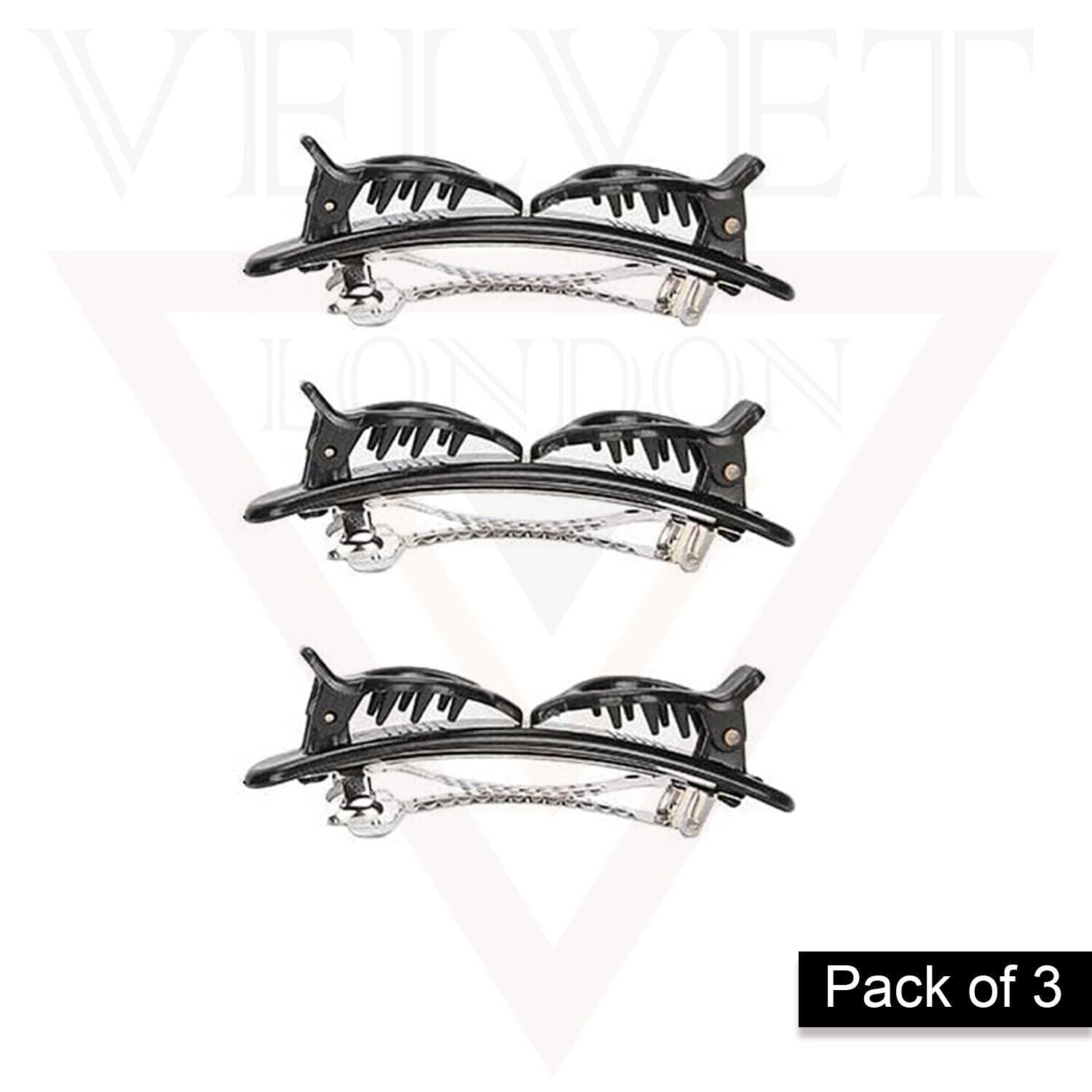 3x Twist Hair Clips Black Double Bangs Hairstyle Hairpins Women Hair Accessories