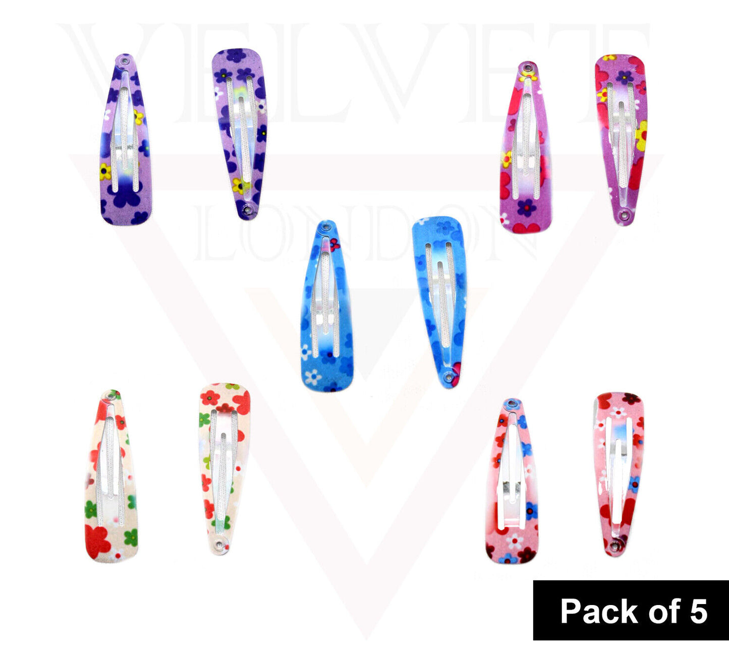 10x Flower Print Clip Metal Snap Clips Non Slip Grips Bobby Pins Hair Slide 