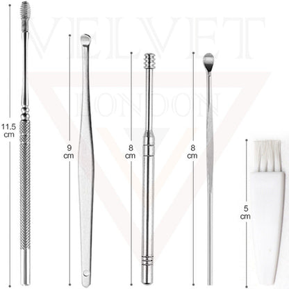 Professional Earplugs and Wax Tool Set, with an Ear Pick Storage Bucket 6pcs