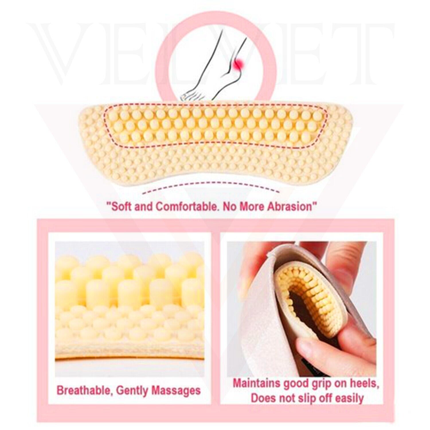 1 Pair Anti Slip Heel Grip Pads Loose Shoes Liner Cushions Foot Care Uk