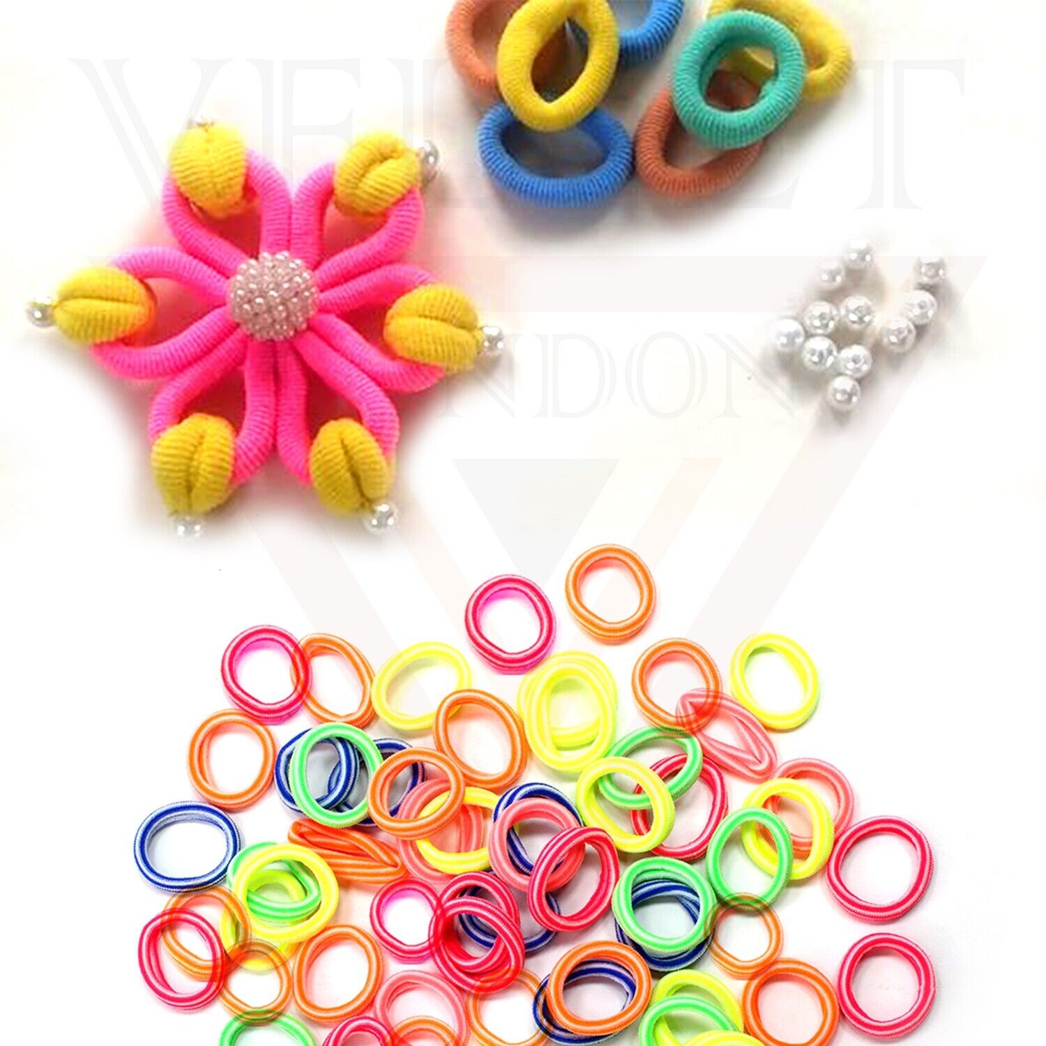 50x Headbands Baby Hair Ties Elastics Lining Ponytail Holder Hair Rubber Band