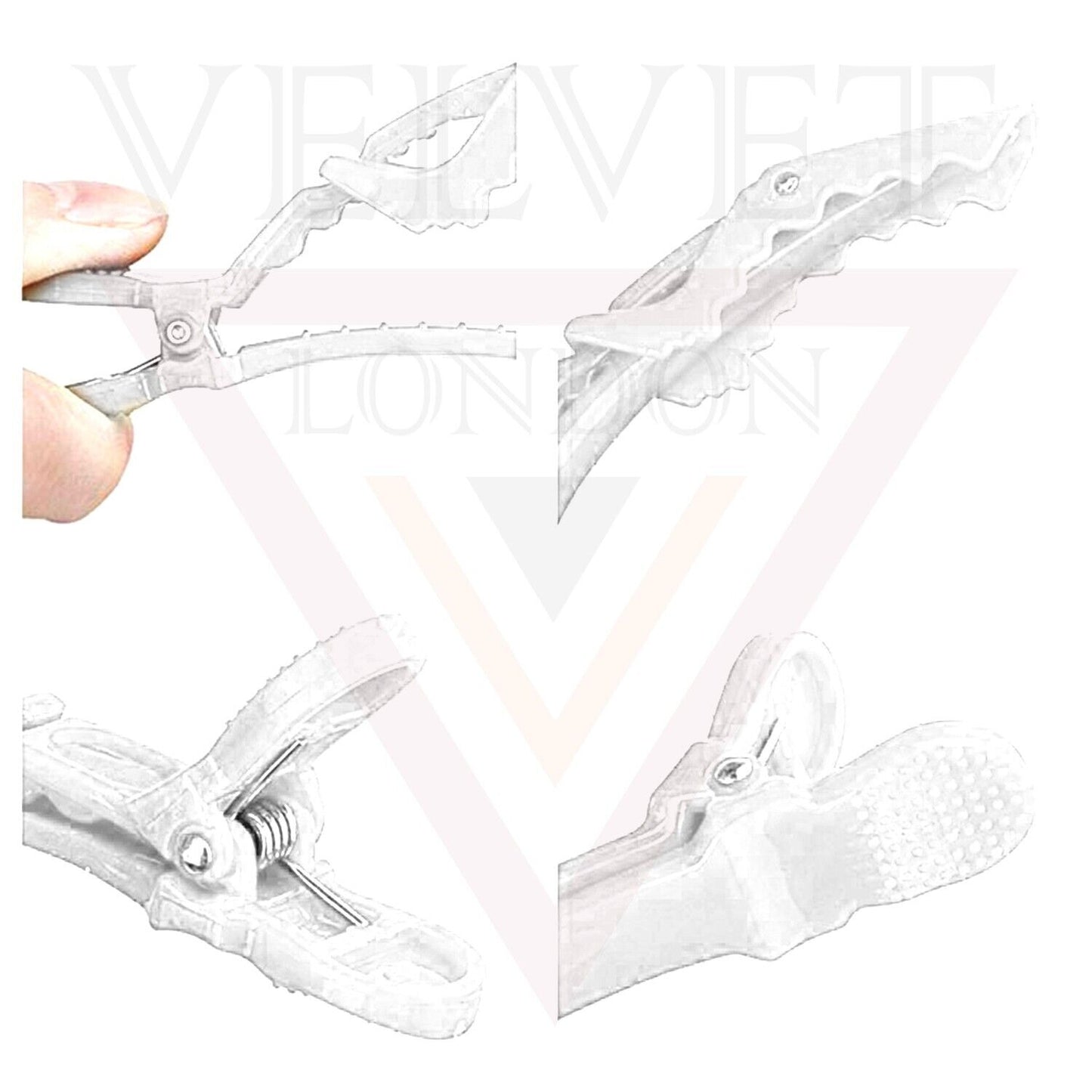 6x White Professional Hair Clips Crocodile Salon Sectioning Clamps Hairdressing