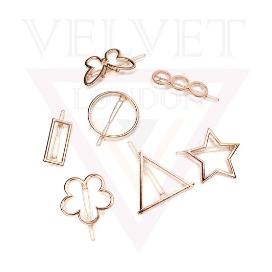 1x Metal Hair Clips Rose Gold Designer Hairpins Sliders Korean Hair Clips