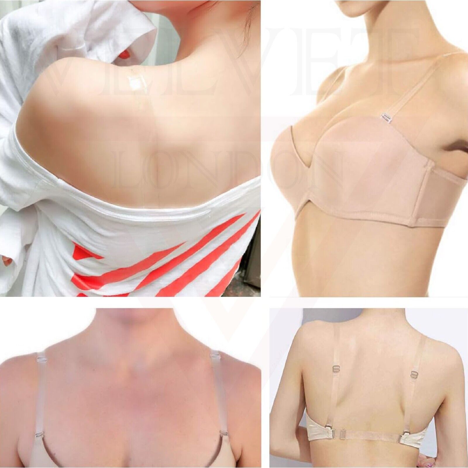 Non-Slip Invisible Clear Bra Straps ransparent Replacement Bra Shoulder Straps