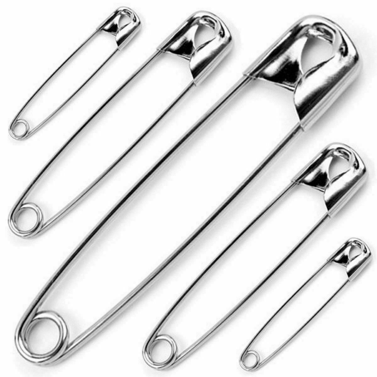 100x Silver Safety Pins Needles Sewing Craft Multipurpose 3 Size Small Large
