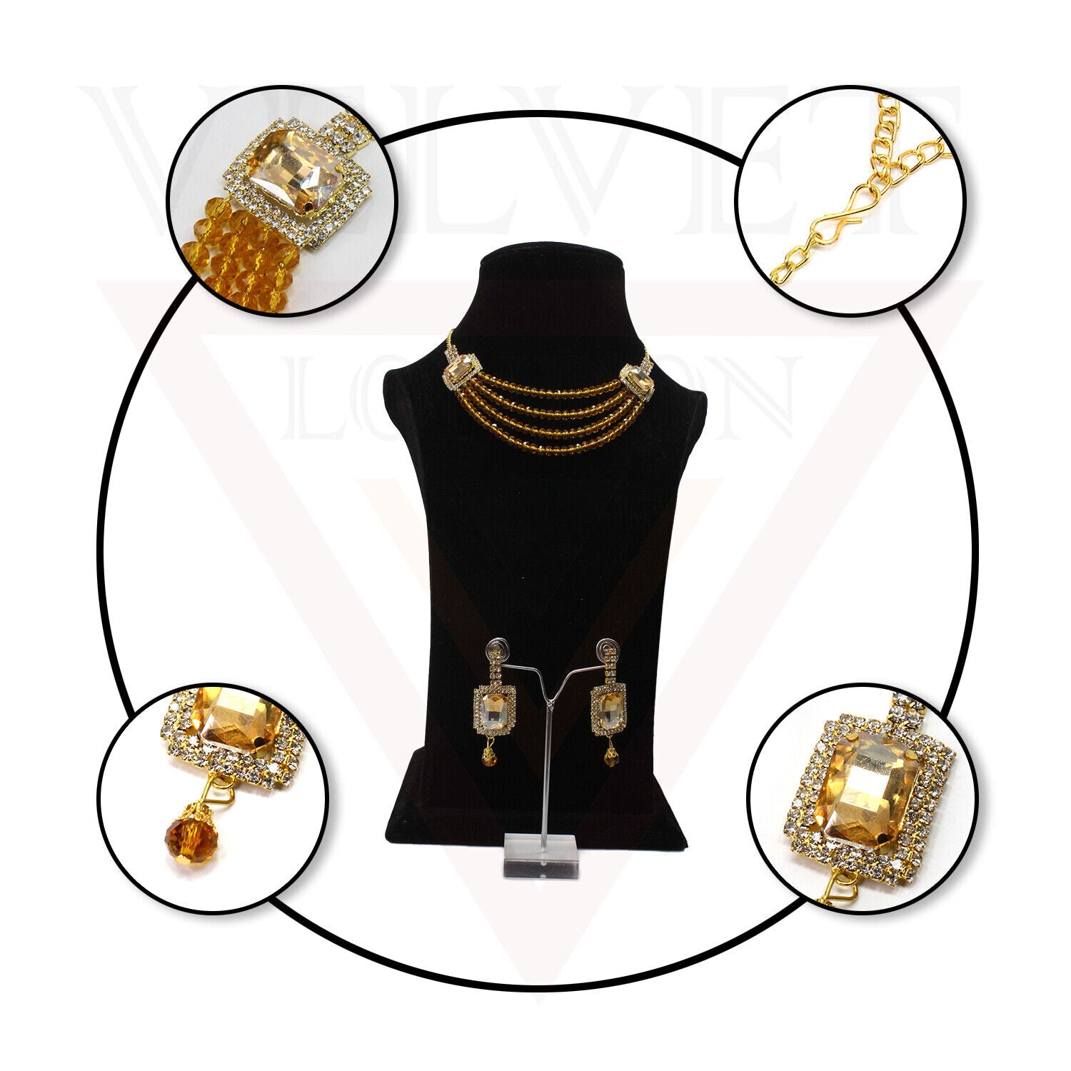 Necklace Pearl Earrings Set Crystal Choker multilayer Beads Girls Jewellery Sets