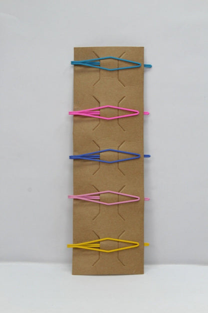 5x Hair Clips Pastel Hair Pins Set Geometric Girls Metal Colourful Bobby Grips