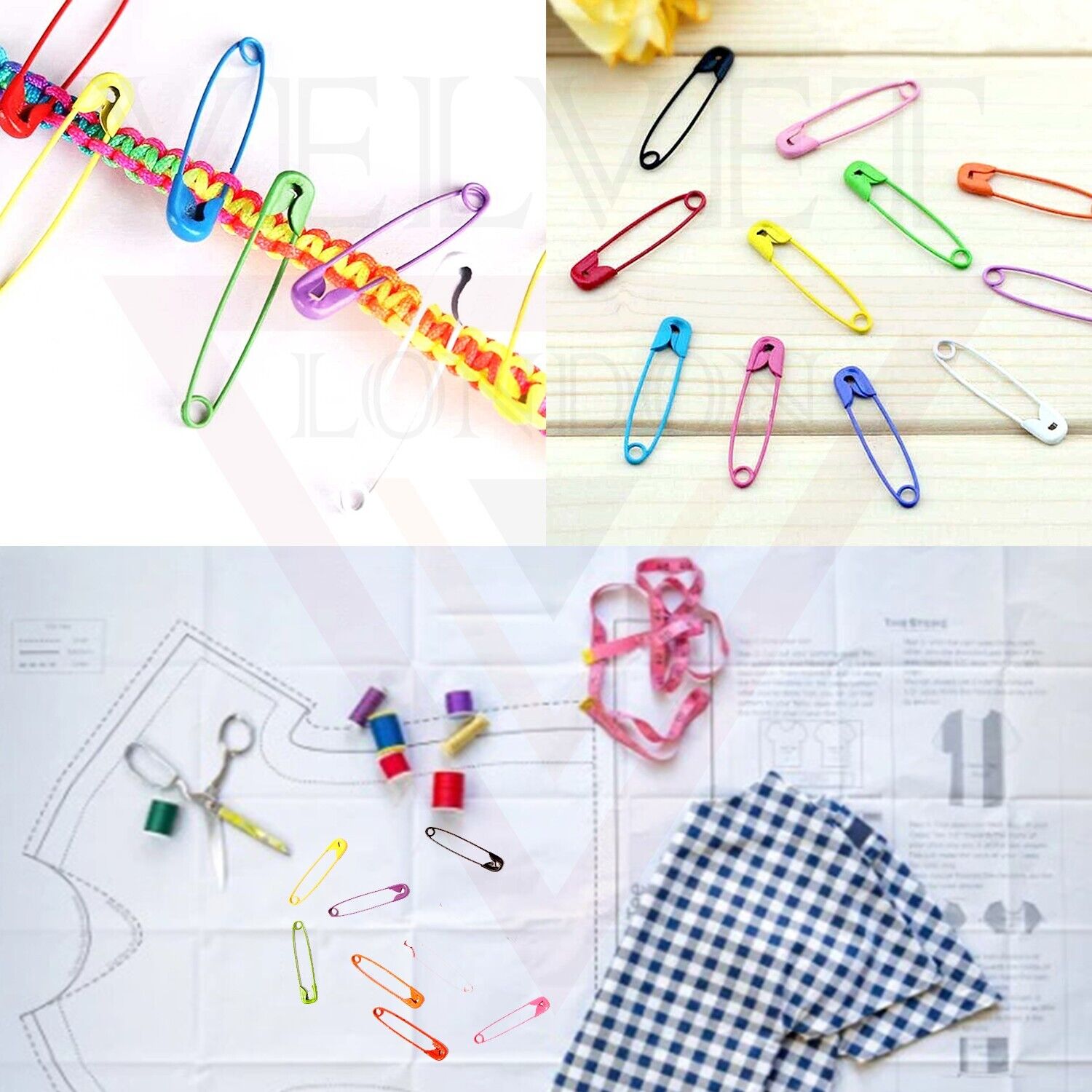 50Pcs Multi-Color Safety Pins for Clothe Craft Sewing Nickel Metal Plated 4.5 Cm
