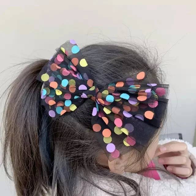 Dotted Hair Bows Ribbon Clips Glitter Hair Pins Colourfull Hair Slides Barrattes