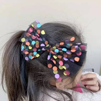 Dotted Hair Bows Ribbon Clips Glitter Hair Pins Colourfull Hair Slides Barrattes