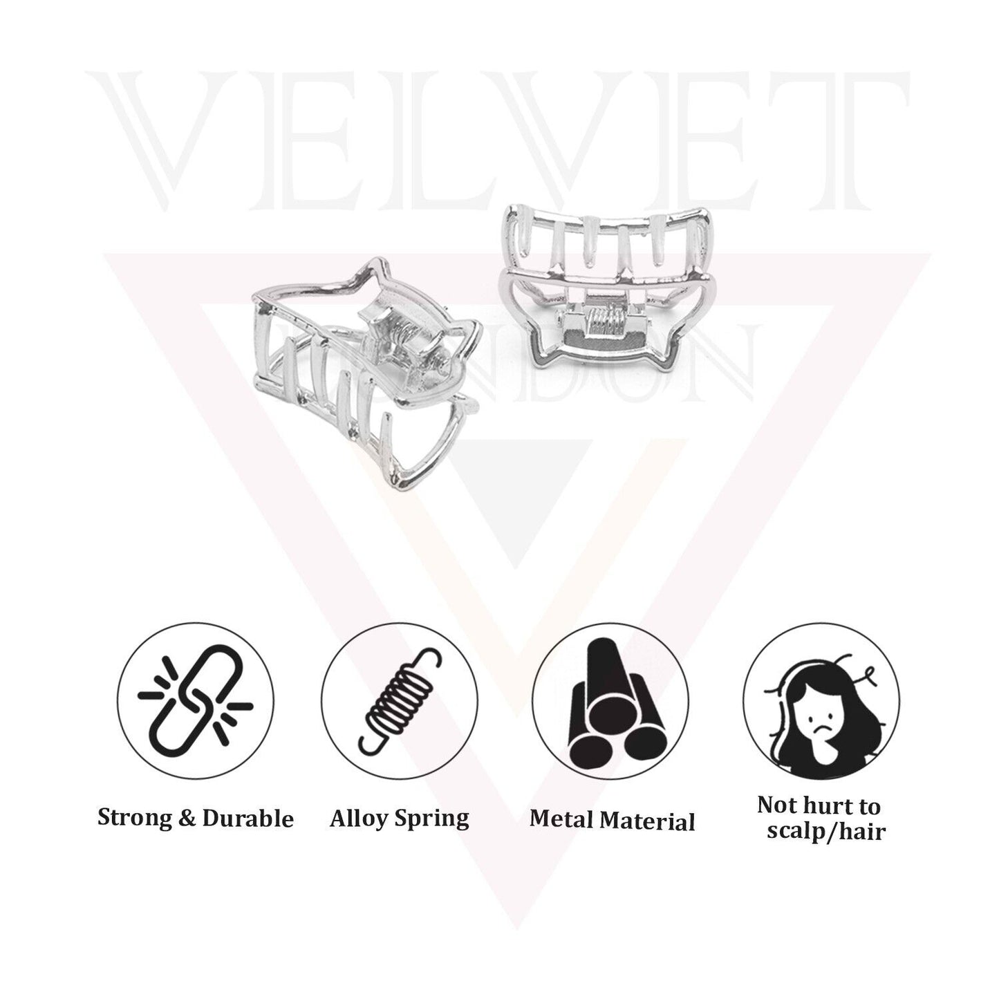 2x Mini Cat Shape Metal Hair Claw Clips Non-Slip Jaw Clip Hair Clamp Butterfly