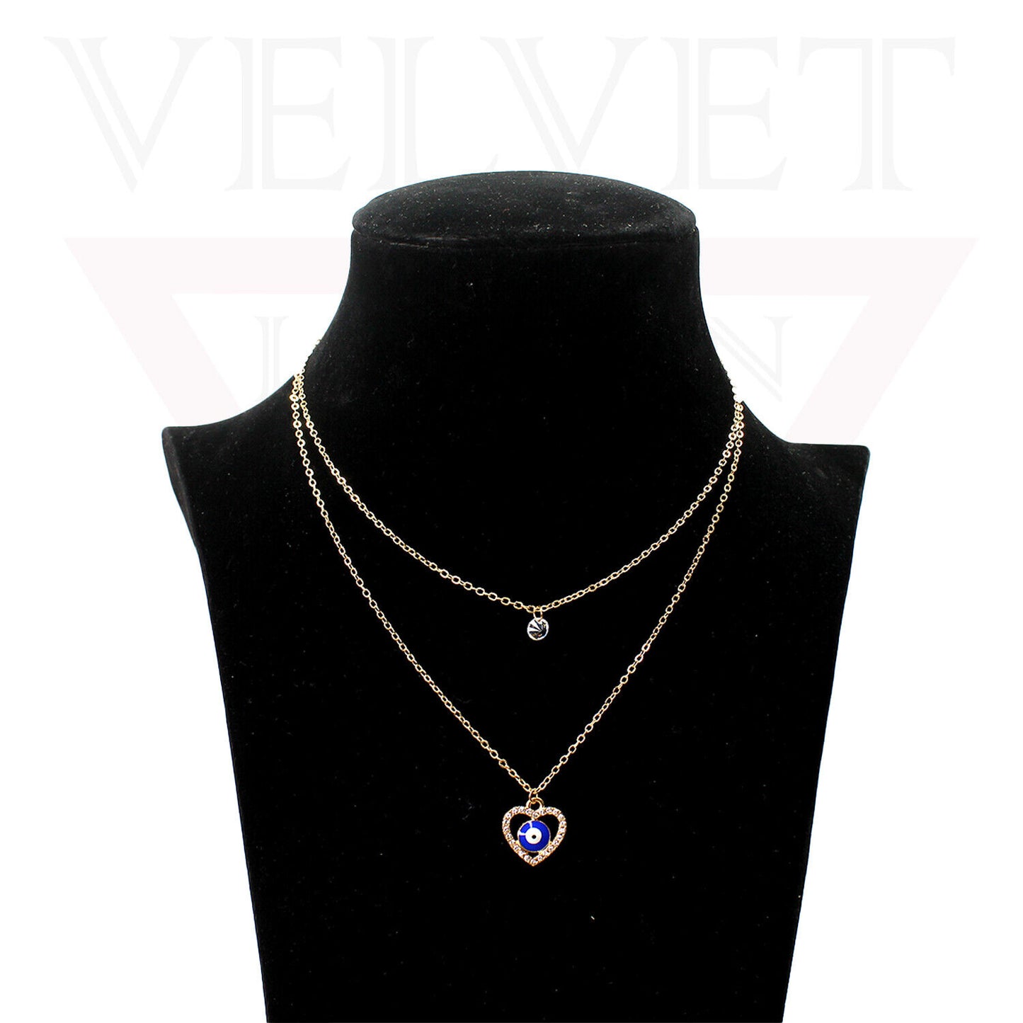 Trendy Golden Multi Layer Chain Necklace Oxidised Evil Eye Pendant Beachwear