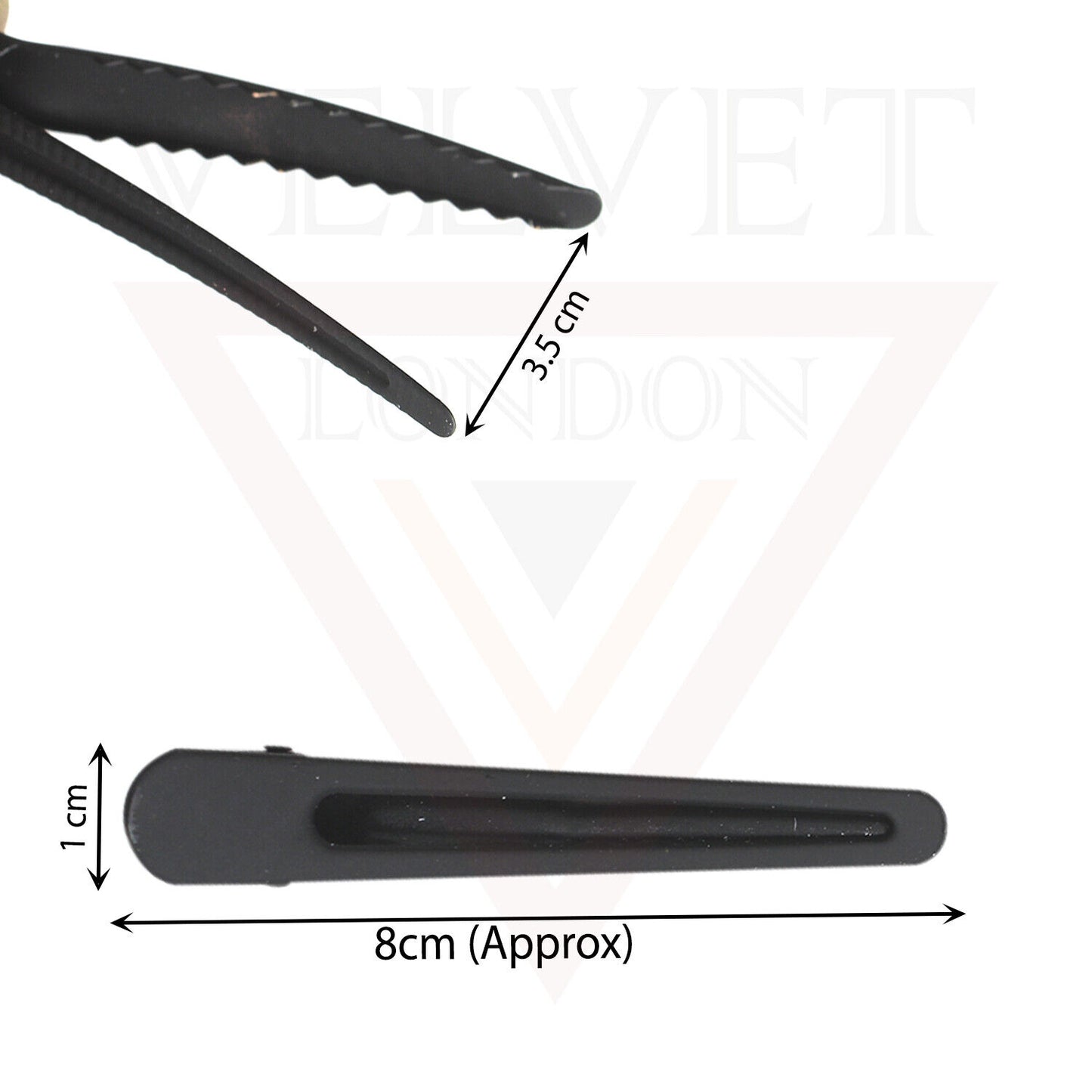 3x Black Matte Hair Clips Metal Hairdressing Styling Salon Hair Crocodile Slide