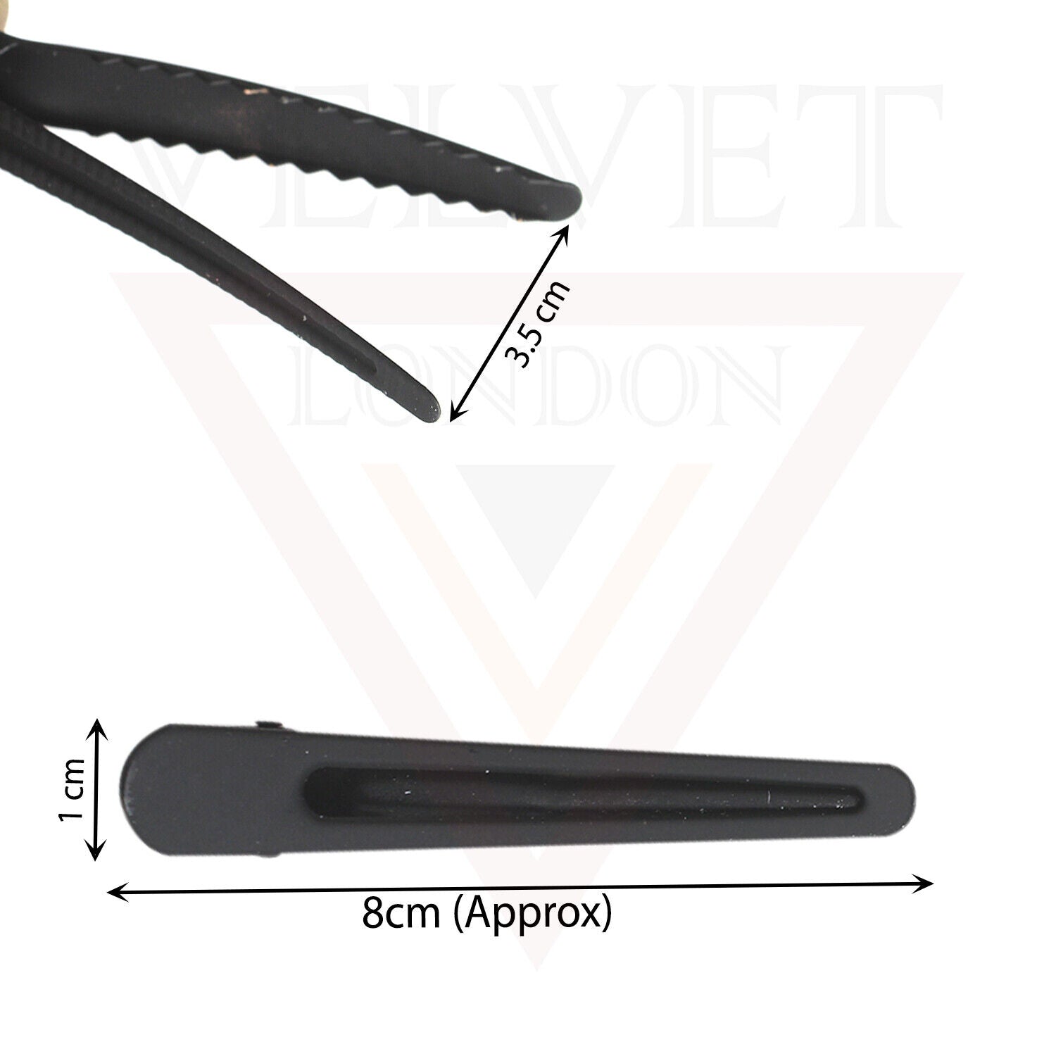 3x Black Matte Hair Clips Metal Hairdressing Styling Salon Hair Crocodile Slide