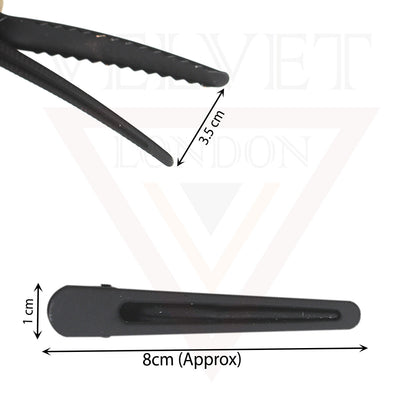 3x Black Matte Hair Clips Metal Hairdressing Styling Salon Hair Crocodile Slide