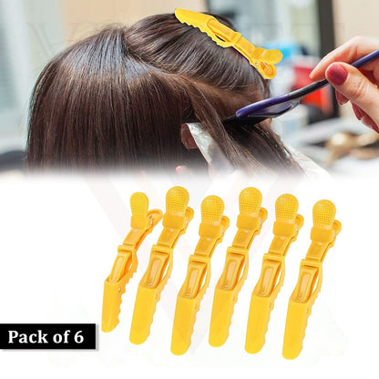 6x Crocodile Hair Clips Hair Clamp Salon Sectioning Clips Yellow Professional