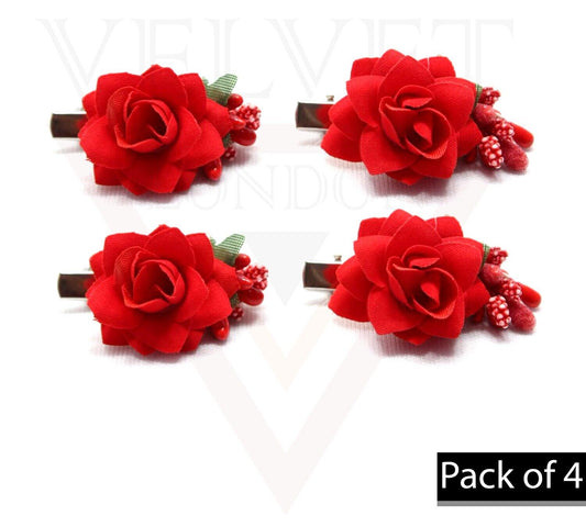 4x Rose Flower Brooch Clips Hair Pins Crocodle Hair Clips Party Travel Festival
