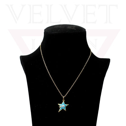 Pendant Necklace Small Colour Star Golden Chain Vintage Delicate Choker For Girl