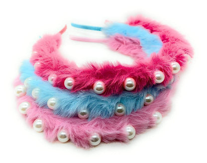 Pearl Hair Bands Fur Headbands Cute Unicorn Hair Hoop Hair Accessories for Girls