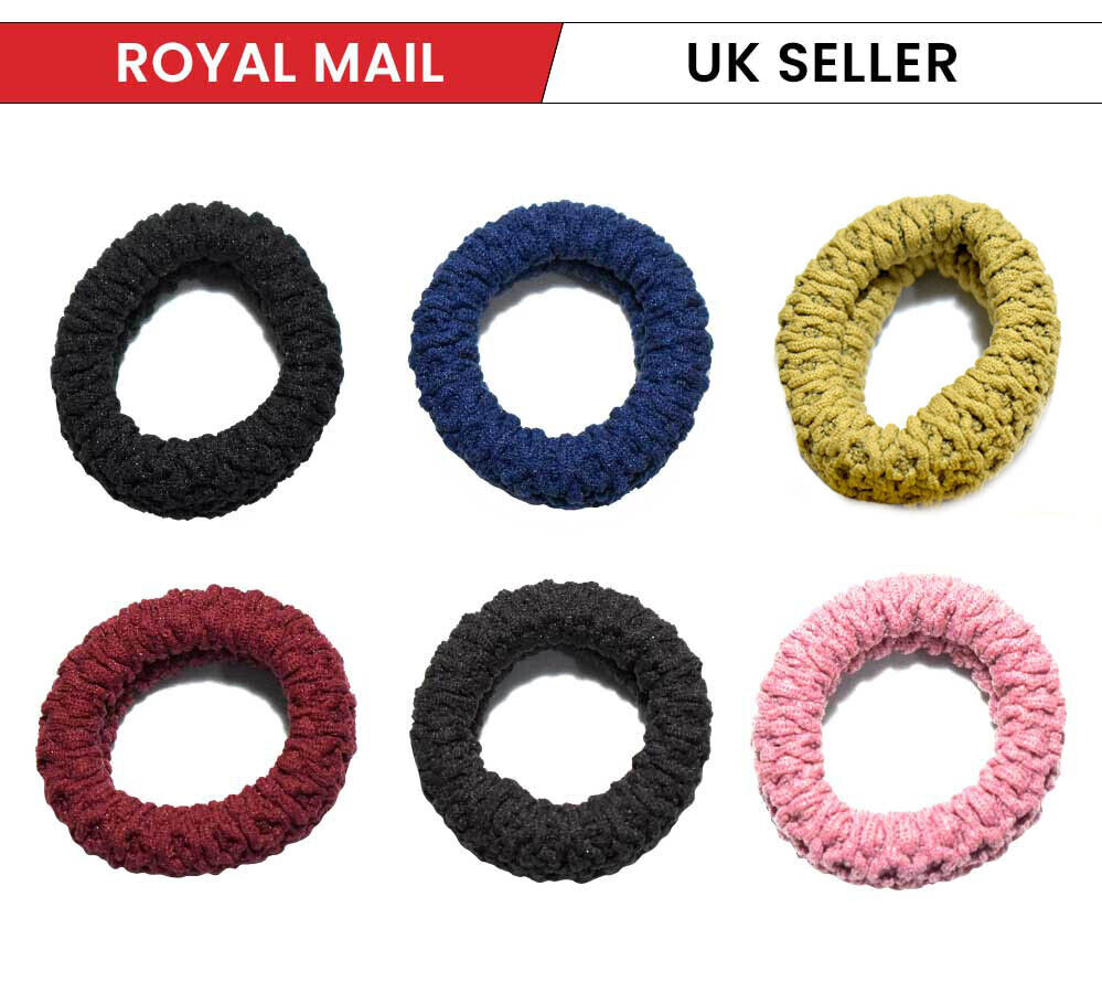 6x Elastic Scrunchie Dark Soft Hair Bands Ties Ponytail Holder Rubber Band Girls