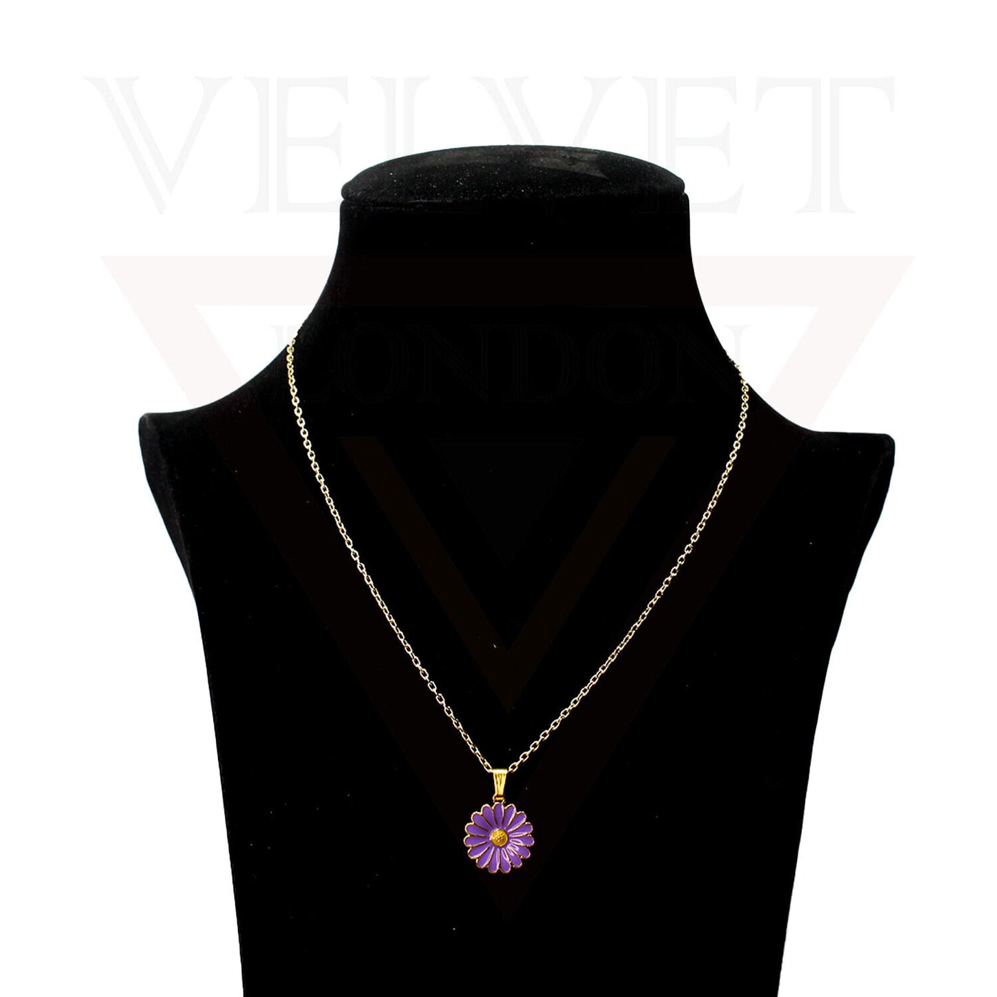 Pendant Necklace Small Colour Golden Sunflower Vintage Delicate Choker Chain