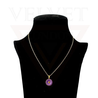 Pendant Necklace Small Colour Golden Sunflower Vintage Delicate Choker Chain