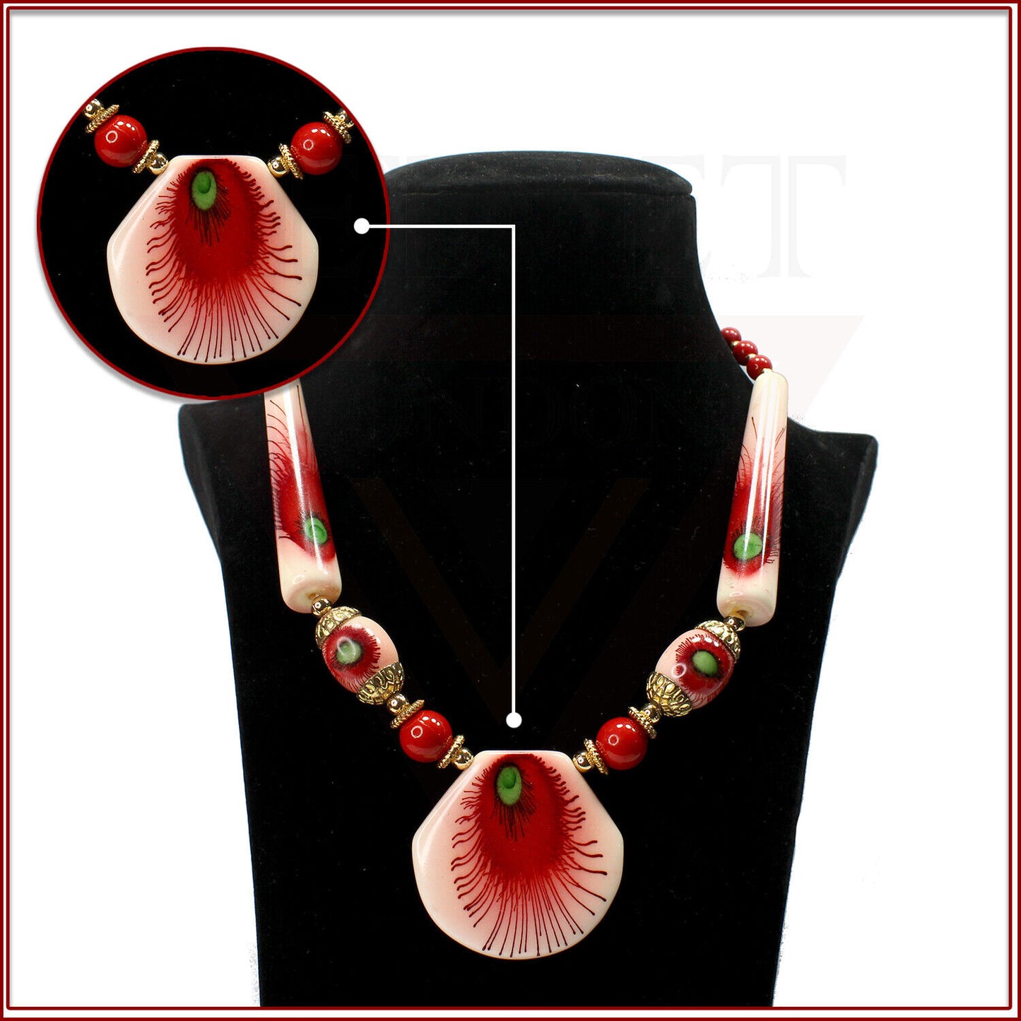 Tribal Colourful Beaded Traditional Necklace Pendant With Earrings Boho Ethnic