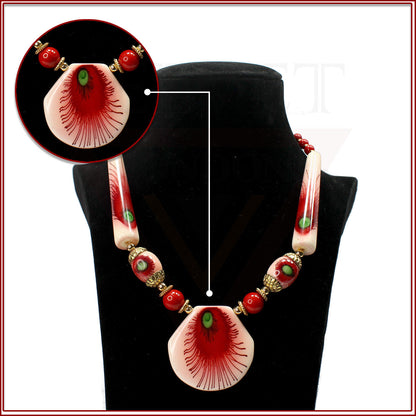 Tribal Colourful Beaded Traditional Necklace Pendant With Earrings Boho Ethnic