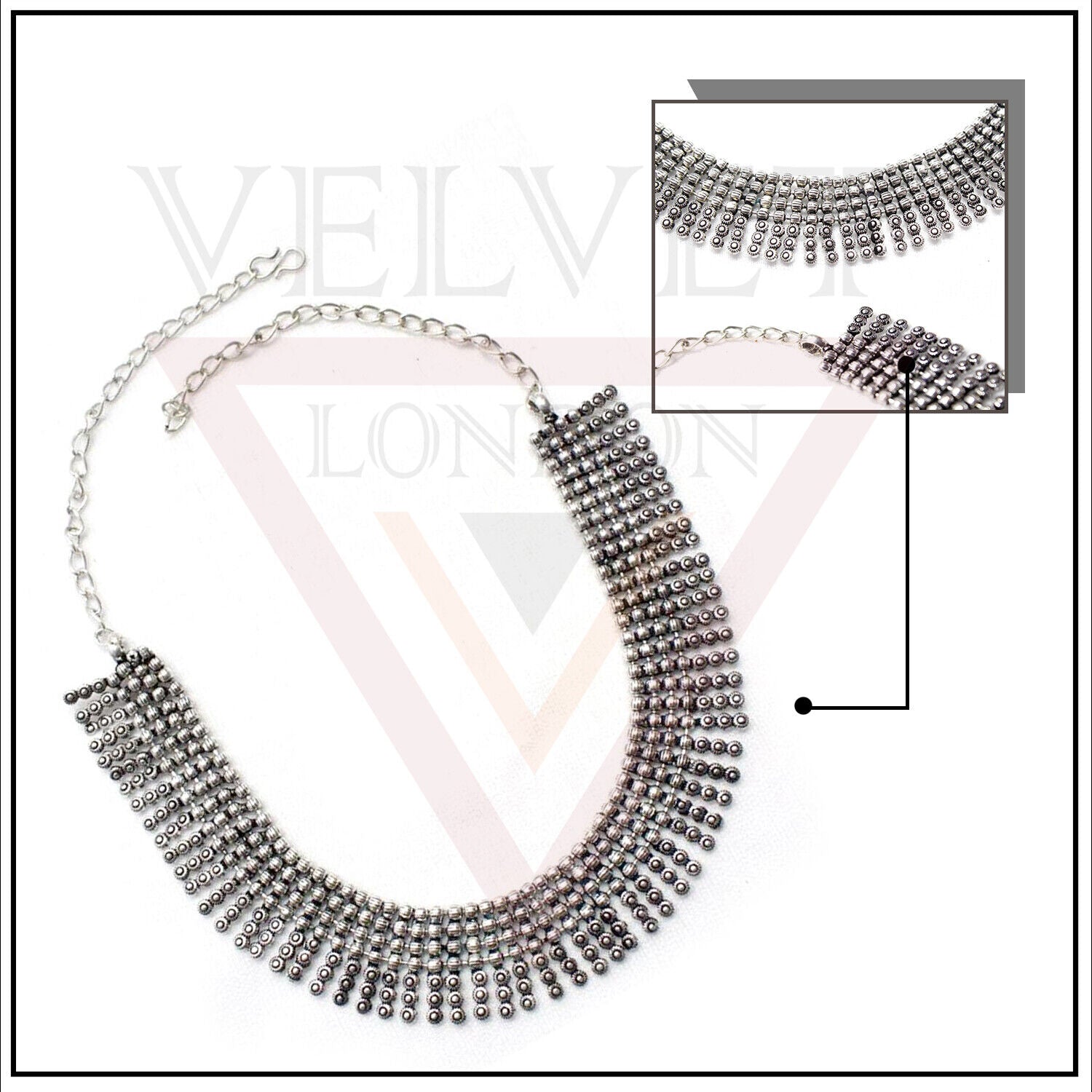 Tribal Antique German Silver Oxidized Traditional Necklace Boho Choker Ethnic UK