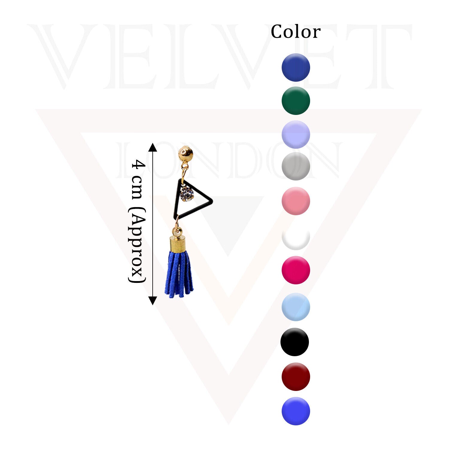 Stud Earrings Triangle Shape Rhinestone Long Tassel Hook Dangle Drop Earrings