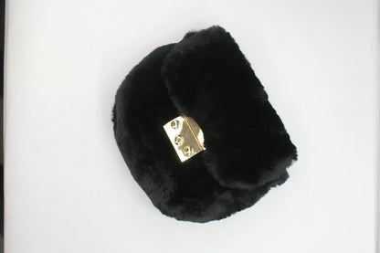 Clutch Purse Handbag Soft Faux Fur Crossbody Long Golden Chain Shoulder Bag