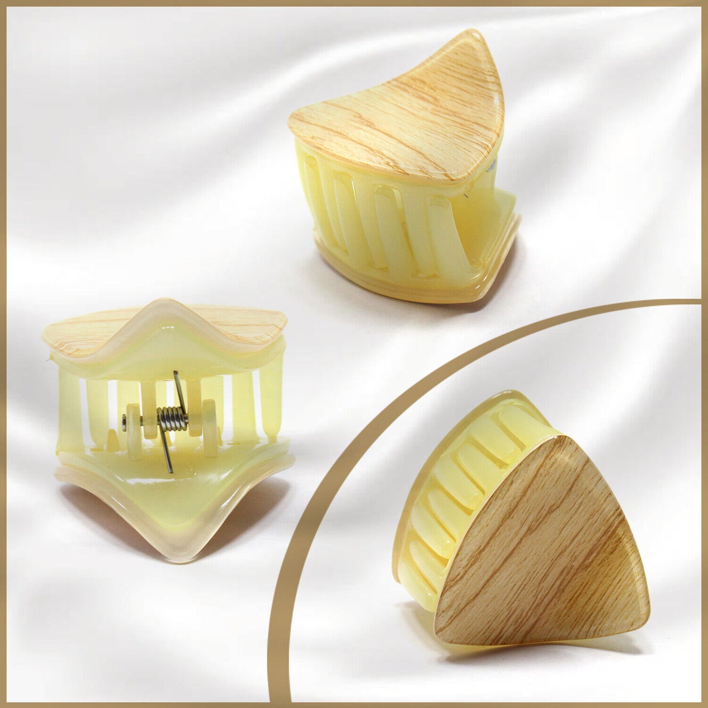 Hair Claw Clips Wooden Effect Clamp Tringle Shape Hairpin Butterfly Barrette