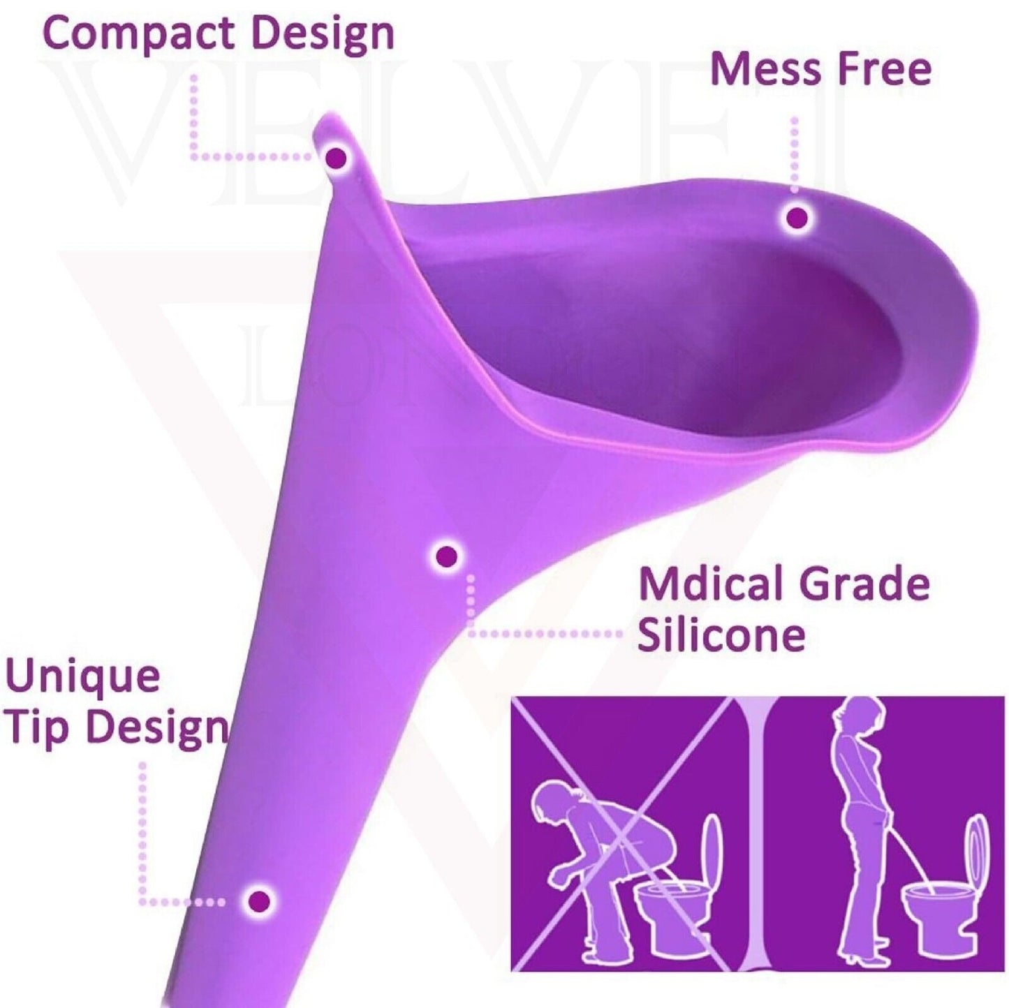 Portable Female Urination Device Reusable Silicone Urinal Funnel For Women New