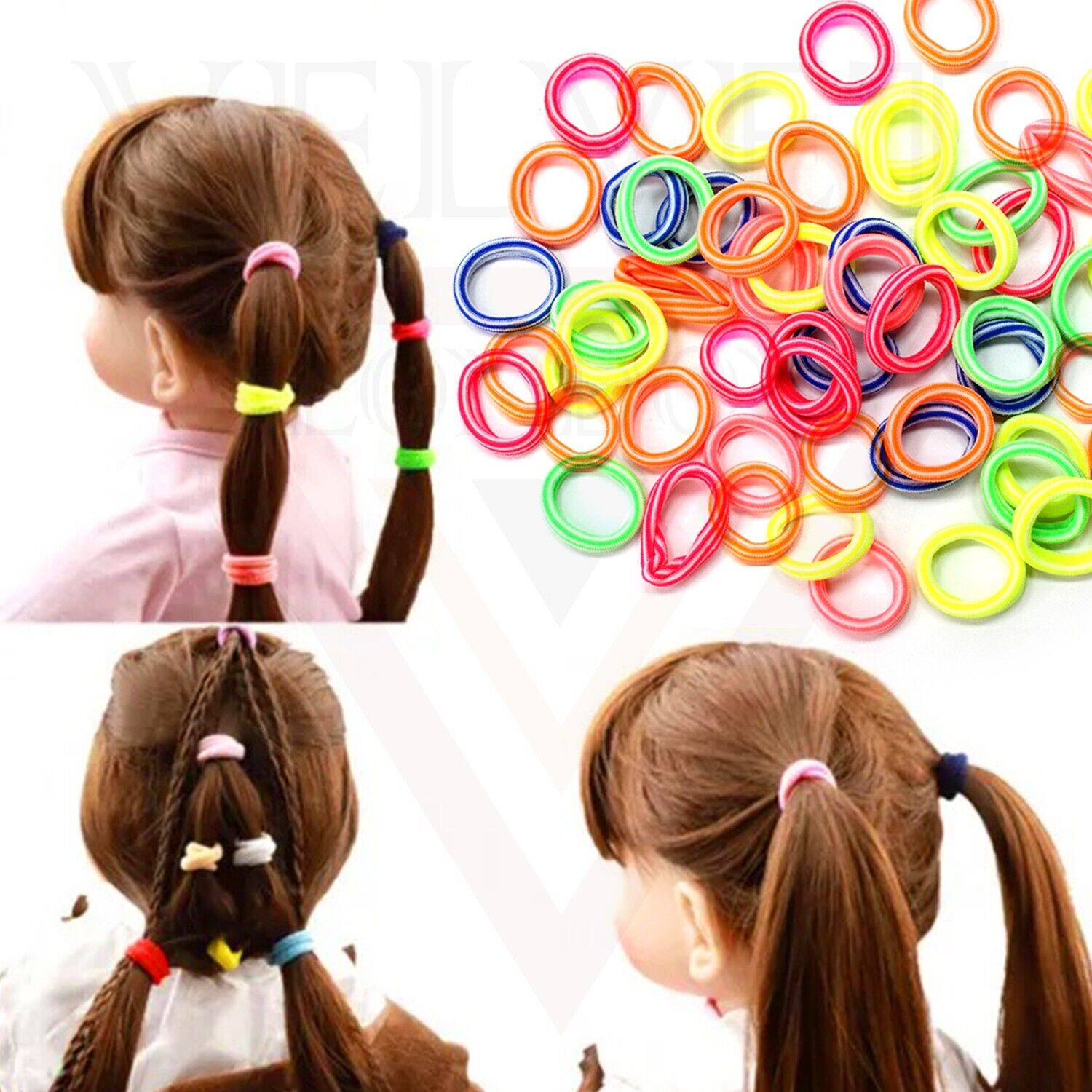 50x Headbands Baby Hair Ties Elastics Lining Ponytail Holder Hair Rubber Band