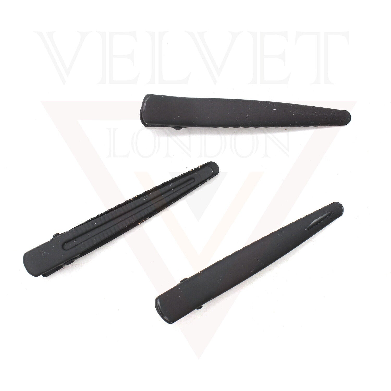 3x Black Matte Hair Clips Metal Hairdressing Styling Salon Hair Crocodile Slide