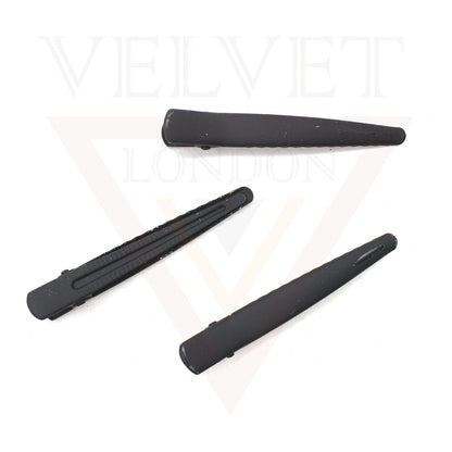 3x Black Matte Hair Clips Metal Hairdressing Styling Salon Hair Crocodile Slide