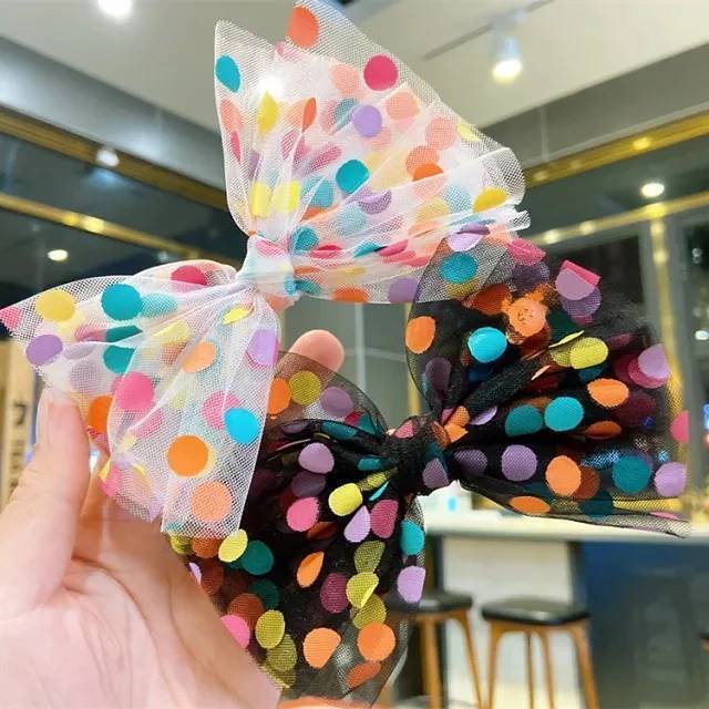 Dotted Hair Bows Ribbon Clips Glitter Hair Pins Colourfull Hair Slides Barrattes
