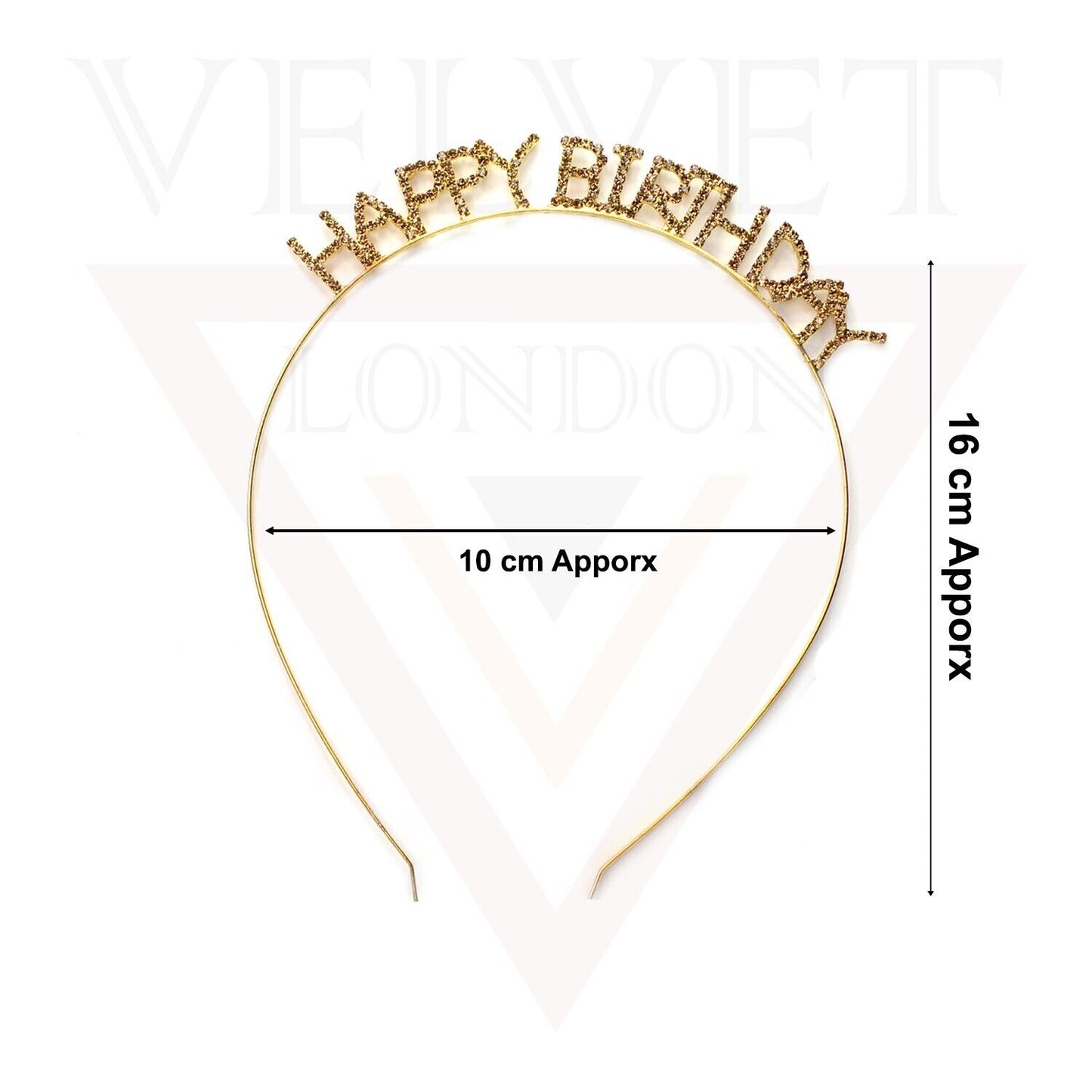 Happy Birthday Headband Golden Hair Hoop Hairband Rhinestone Princess Crown