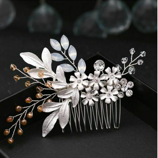 Wedding Broach Bride Hair Combs Rhinestone Floral Bridal Crystal Headpiece