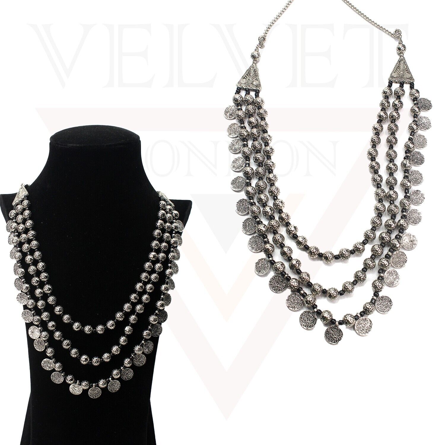 Multi Layer Necklace Beads Antique Oxidized Traditional Boho Choker Jewellery