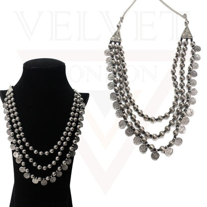 Multi Layer Necklace Beads Antique Oxidized Traditional Boho Choker Jewellery