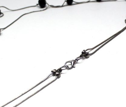 Black Breads Double Layered Long Chain Necklace Partywear Sweater Chain Gift