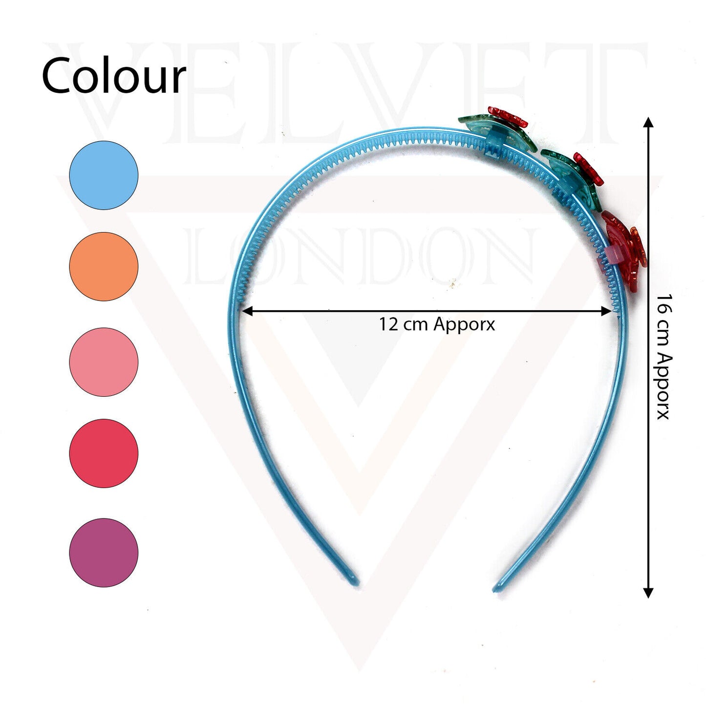 Plastic Headbands Tooth Grip Non Slip Hair Hoop Baby Hair Band Glitter Ladies