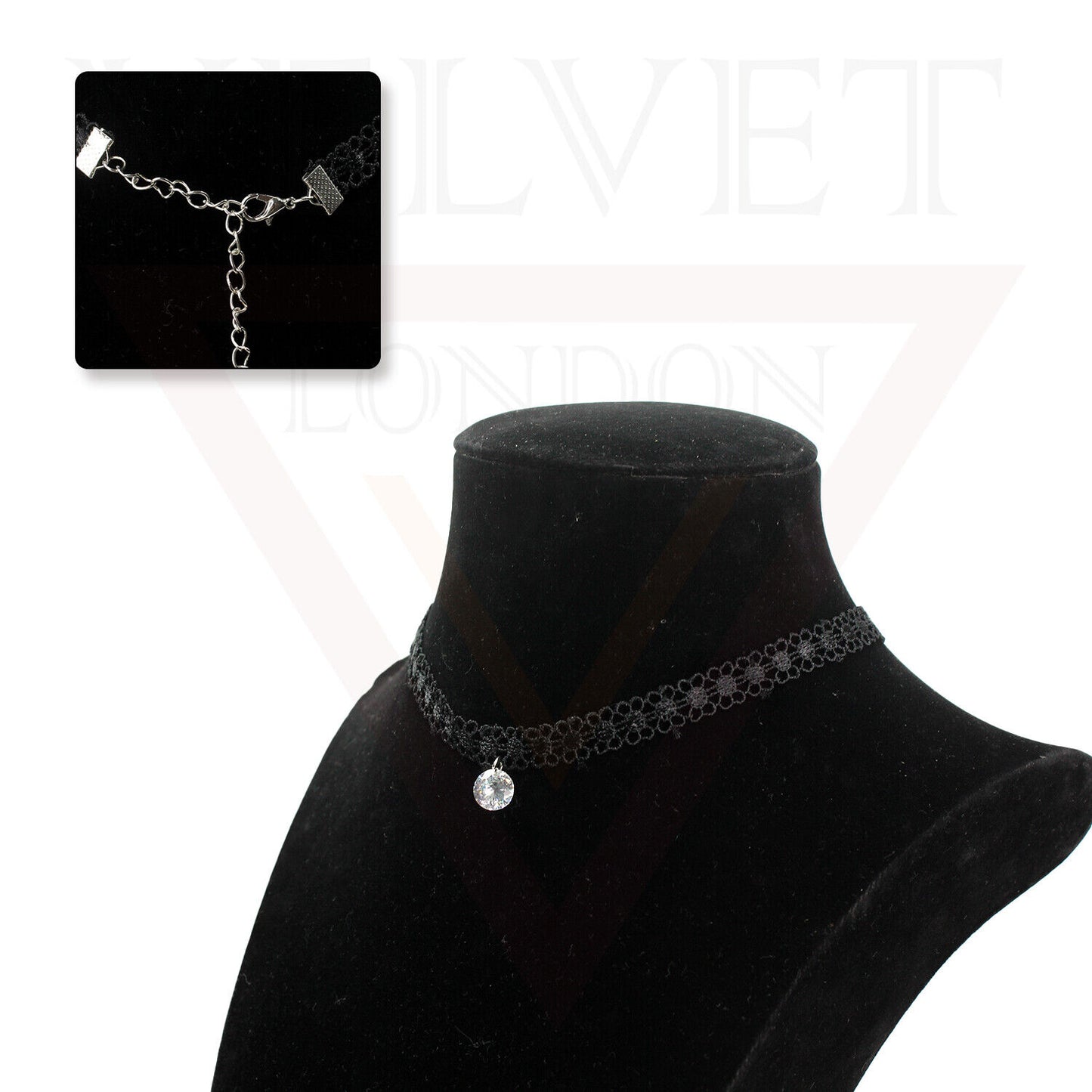 Girl Black Choker Charm Necklace Vintage Classic Pendant Lace Punk Retro Collar