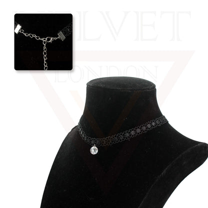 Girl Black Choker Charm Necklace Vintage Classic Pendant Lace Punk Retro Collar